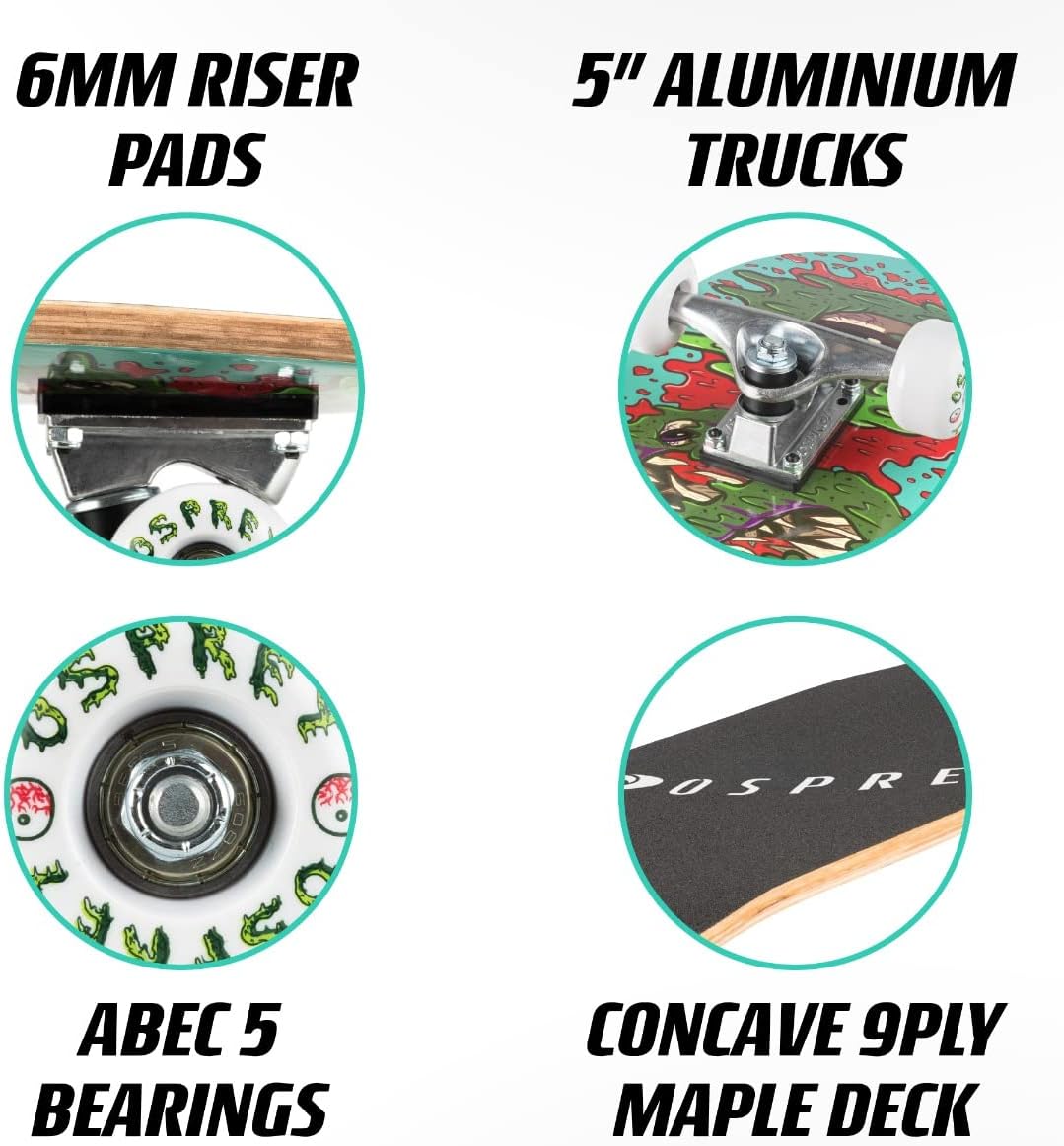 Osprey Absolute Anfänger Double Kick Trick Skateboard, 78,7 x 20,3 cm, Ahorndeck