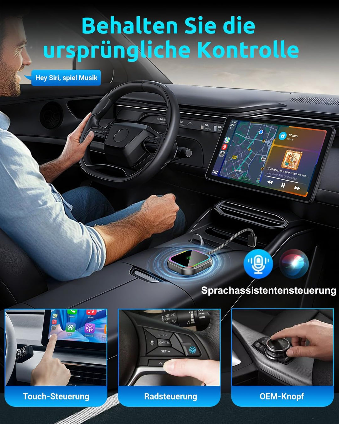 ESSGOO CarPlay Wireless Adapter für Apple,Android Auto Kabelloses Car Bluetooth WiFi Adapter USB C/A
