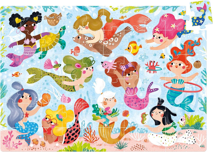 Magical Jumbo Puzzle Mermaids, 60 Teile Lernpuzzle für Kinder 4+, Bodenpuzzle Meerjungfrauen, 26.8"