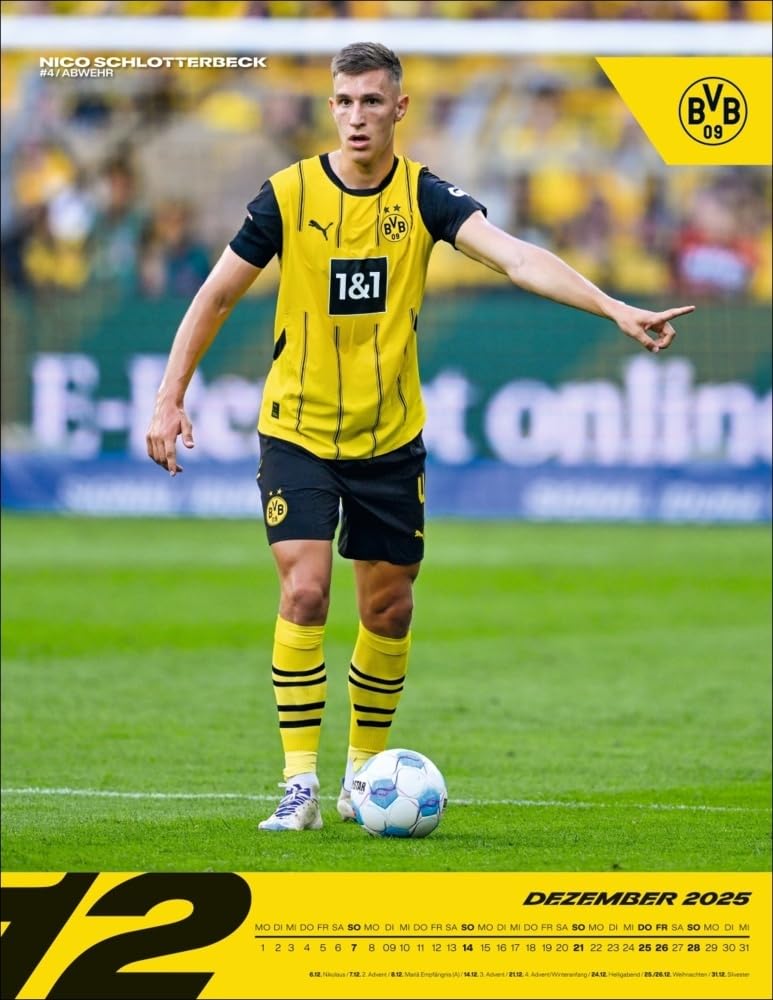 BVB Posterkalender 2025: Jahres-Wandkalender 2025 für Fussballfans. Fotokalender mit den Stars von B