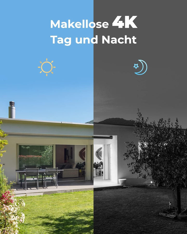 Reolink 4K Überwachungskamera Aussen Set, 8CH Videoüberwachung mit 4X 8MP PoE IP Kamera und 2TB HDD