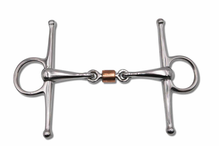 AMKA Knebeltrense Schenkeltrense doppelt gebrochen mit Kupferrolle Edelstahl Stärke 15 mm Ringe 45 m