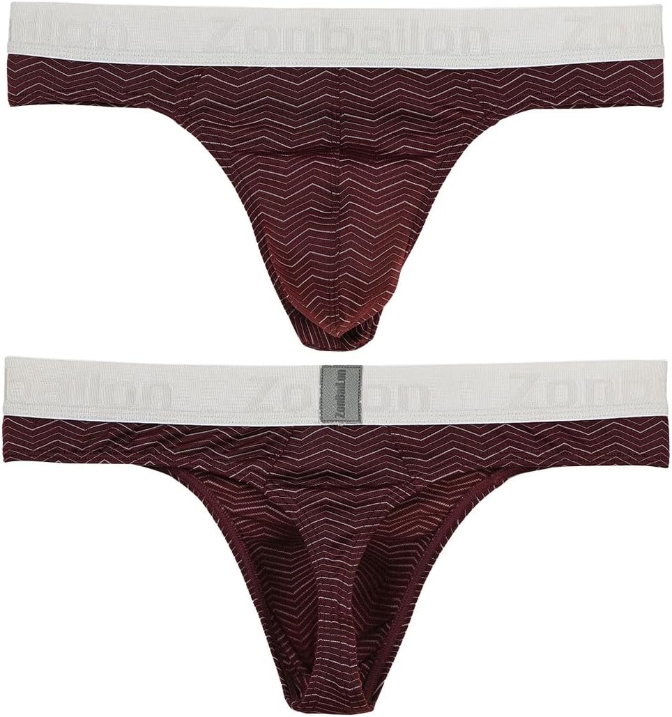 Herren Strings T-Rücken Unterwäsche Sexy Atmungsaktiv Bequem und Hautfreundlich Dunkelrotweissschwar