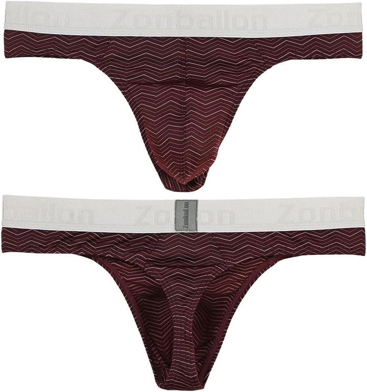 Herren Strings T-Rücken Unterwäsche Sexy Atmungsaktiv Bequem und Hautfreundlich Dunkelrotweissschwar
