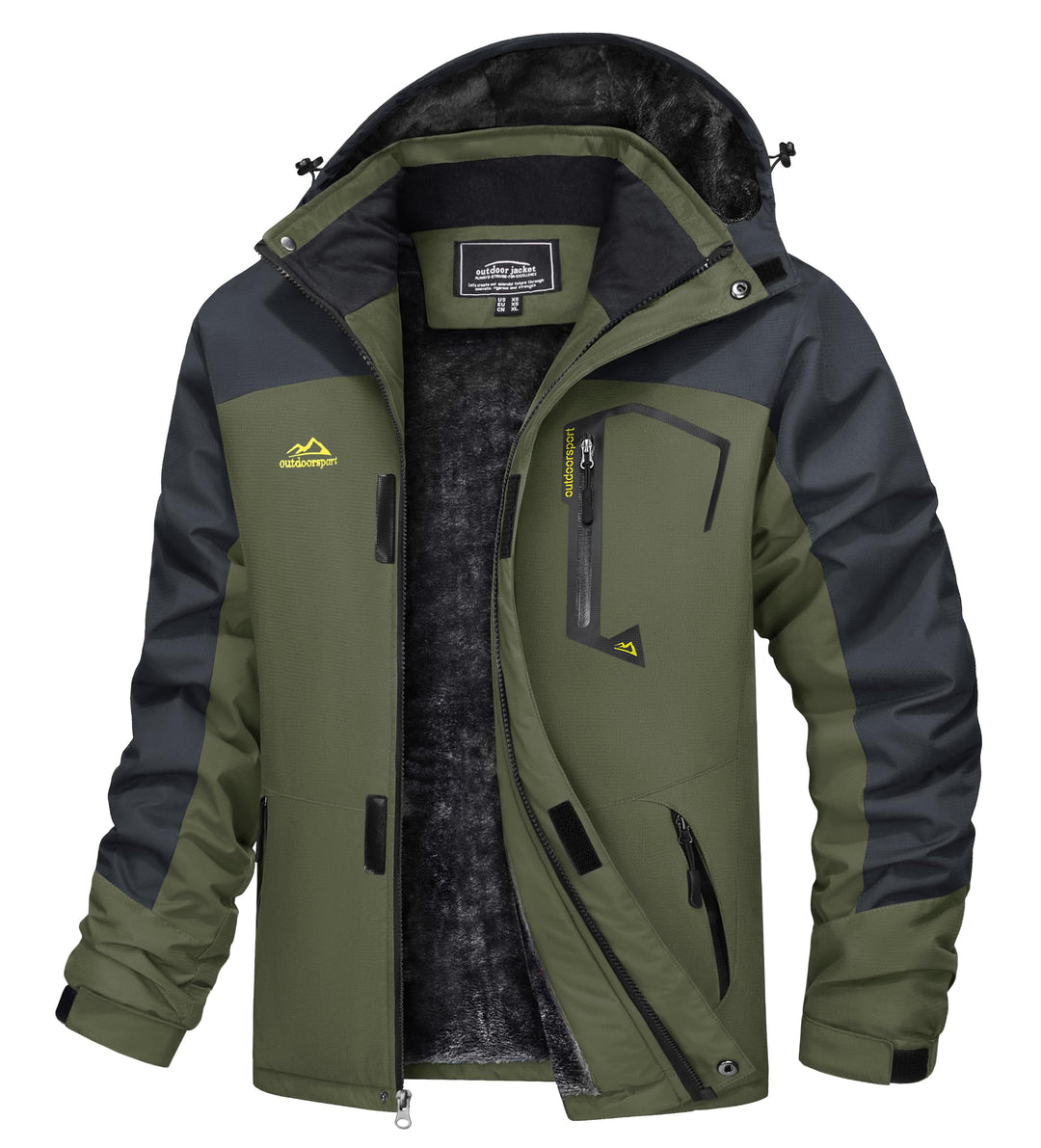 TACVASEN Herren Winter Wasserdichte Winddichte Winterjacke Warme Fleece-Futter Ski Regenmantel mit K