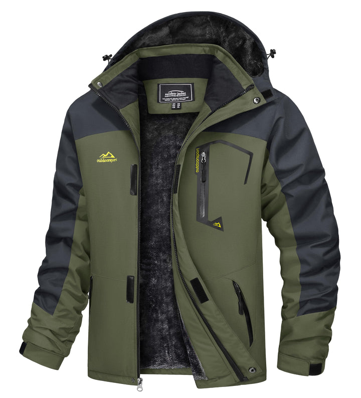 TACVASEN Herren Winter Wasserdichte Winddichte Winterjacke Warme Fleece-Futter Ski Regenmantel mit K