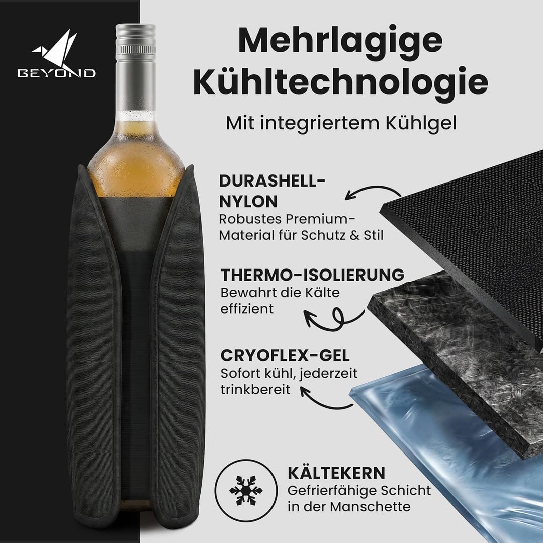 Beyond Weinkühler Manschette 2er Set - Kühlmanschette für Wein & Sekt - Flaschenkühler für unterwegs
