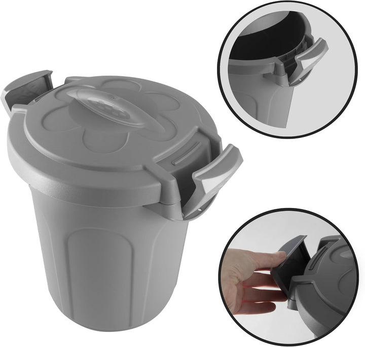 Hummelladen 2X Mülltonne Futtertonne mit verschliessbarem Deckel Silber - 23 Liter Windeleimer Müllb