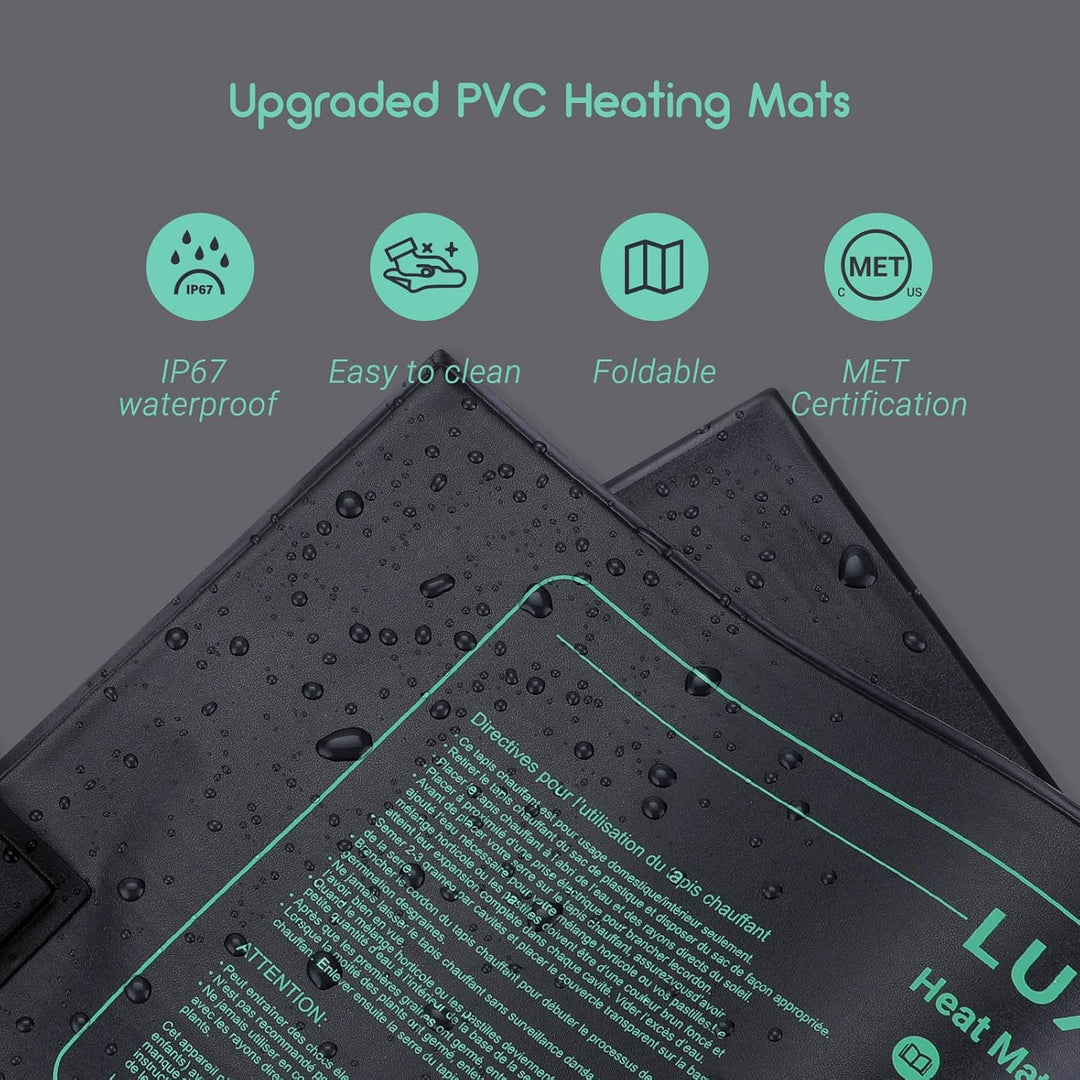 Luxbird Sämling-Heizmatte mit Thermostatregler, IP67 Wasserdicht 10"x20.75" Wärmematte für Pflanzen