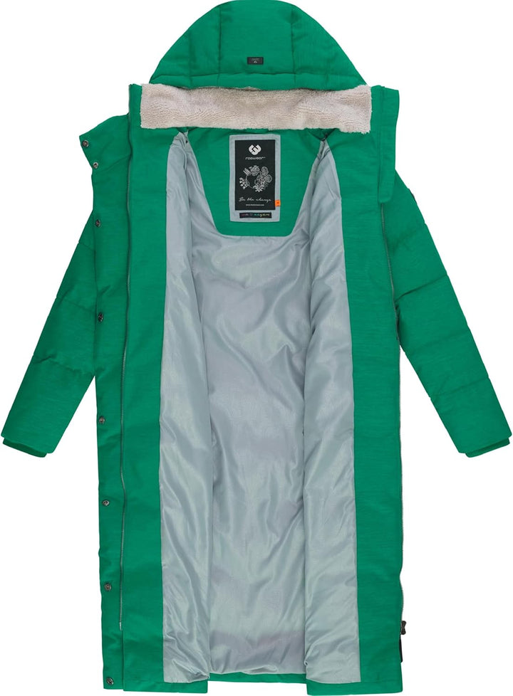 Ragwear Damen atmungsaktiver Wintermantel Warmer wasserdichter Steppmantel lang mit Kapuze Pavla Lon