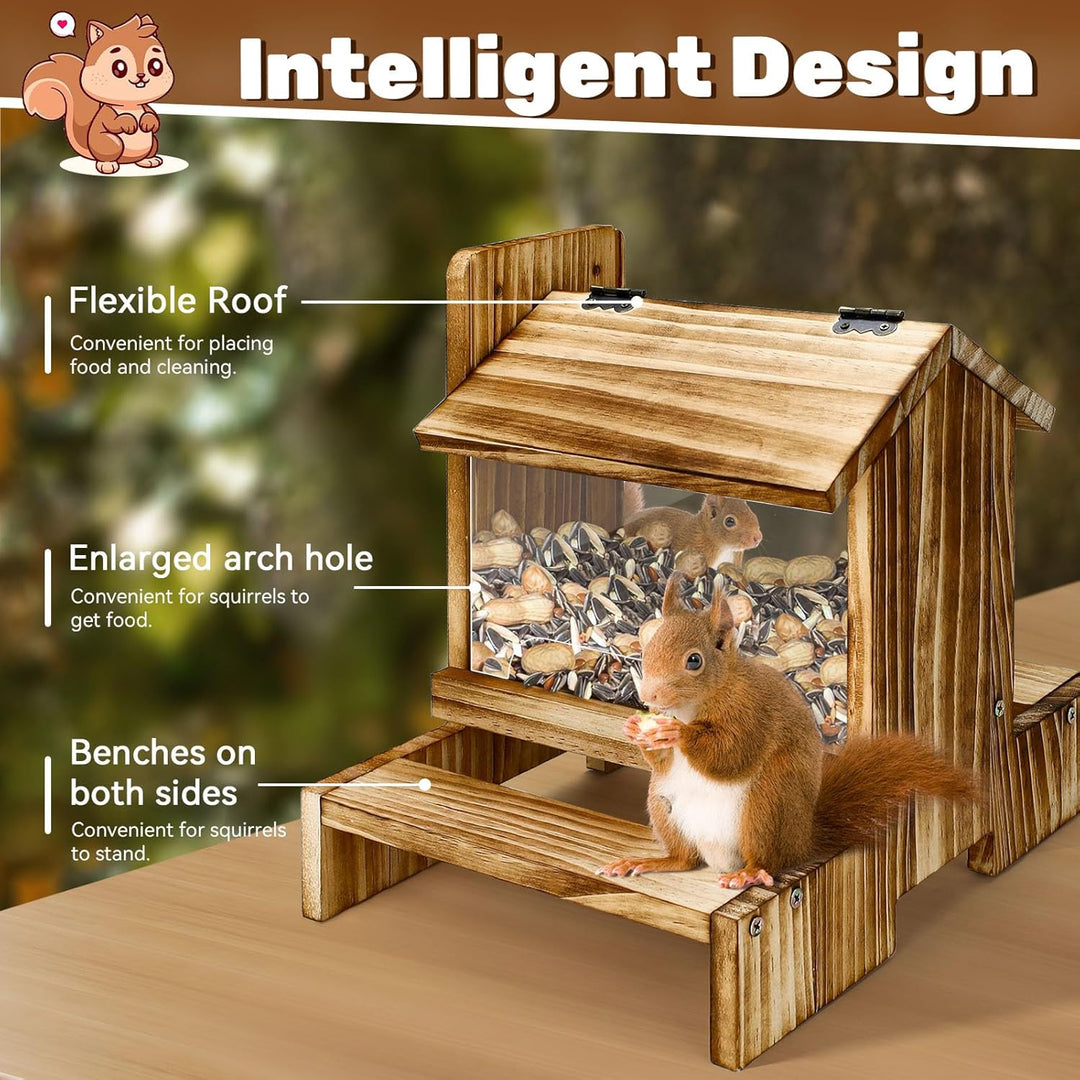 Holz Eichhörnchen Picknick Tisch Futterspender Eichhörnchen Futterspender für Draussen, Eichhörnchen