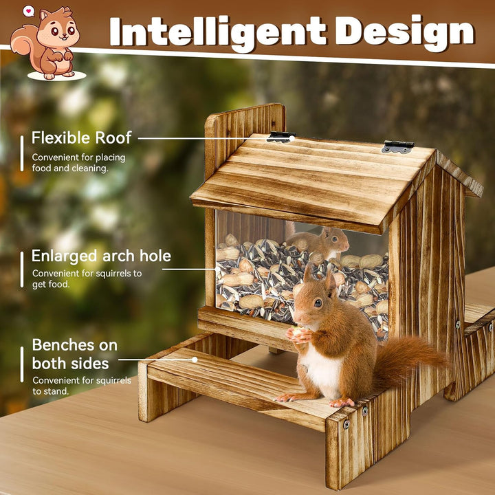 Holz Eichhörnchen Picknick Tisch Futterspender Eichhörnchen Futterspender für Draussen, Eichhörnchen