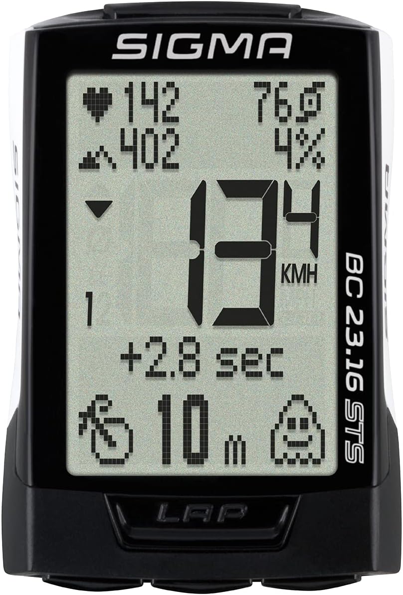 Sigma Sport BC 23.16 STS White | Fahrradcomputer mit Fahrrad-, Höhen- und Herzfrequenz Funktionen, T