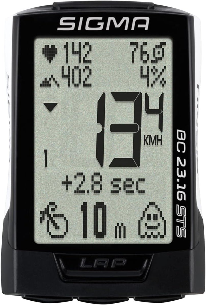 Sigma Sport BC 23.16 STS White | Fahrradcomputer mit Fahrrad-, Höhen- und Herzfrequenz Funktionen, T