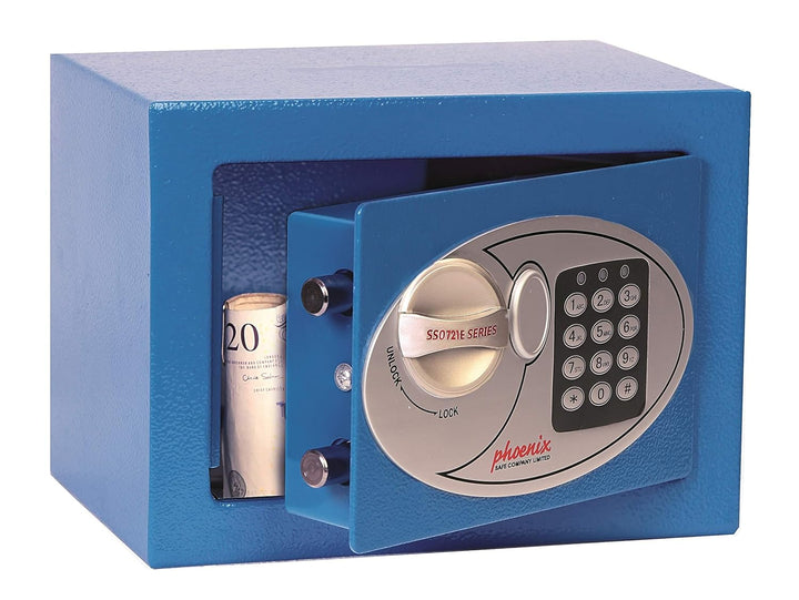 Phoenix SS0721EB Compact Home Office Minitresor Safe Möbeltresor, Blau HxBxT: 17 x 23 x 17 cm 3 kg