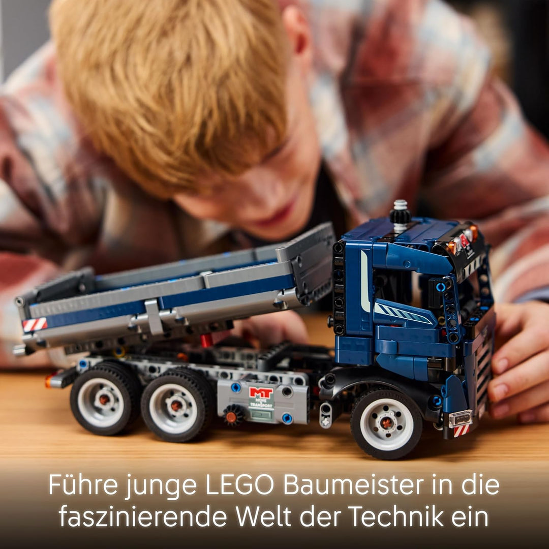 LEGO Technic Kipplaster Spielzeug mit Lenkung und beweglicher Kippmulde - blaues Baufahrzeug - Gesch