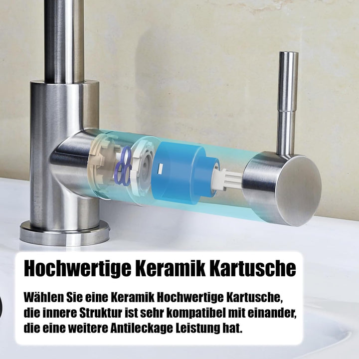 Wasserhahn Bad, SEMANEY 360° Drehbar Waschbecken Armaturen, Einfache Montage Einhebelmischer Waschbe