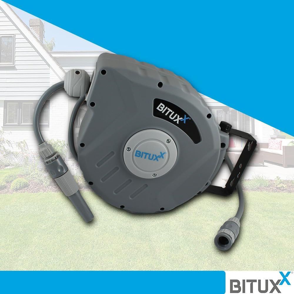 Bituxx Wand Wasser Schlauchtrommel Schlauchaufroller Wasserschlauchaufroller Schlauchbox Automatik (