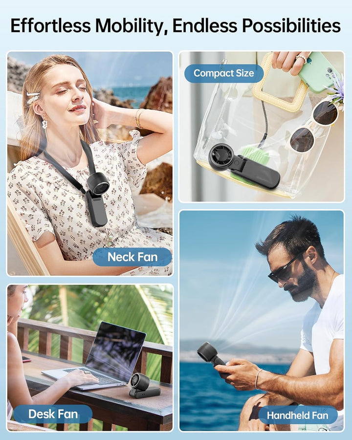 TriPole Tragbarer Turbo-Handventilator mit Digitalanzeige, 3-in-1 Wiederaufladbarer Mini Ventilator,