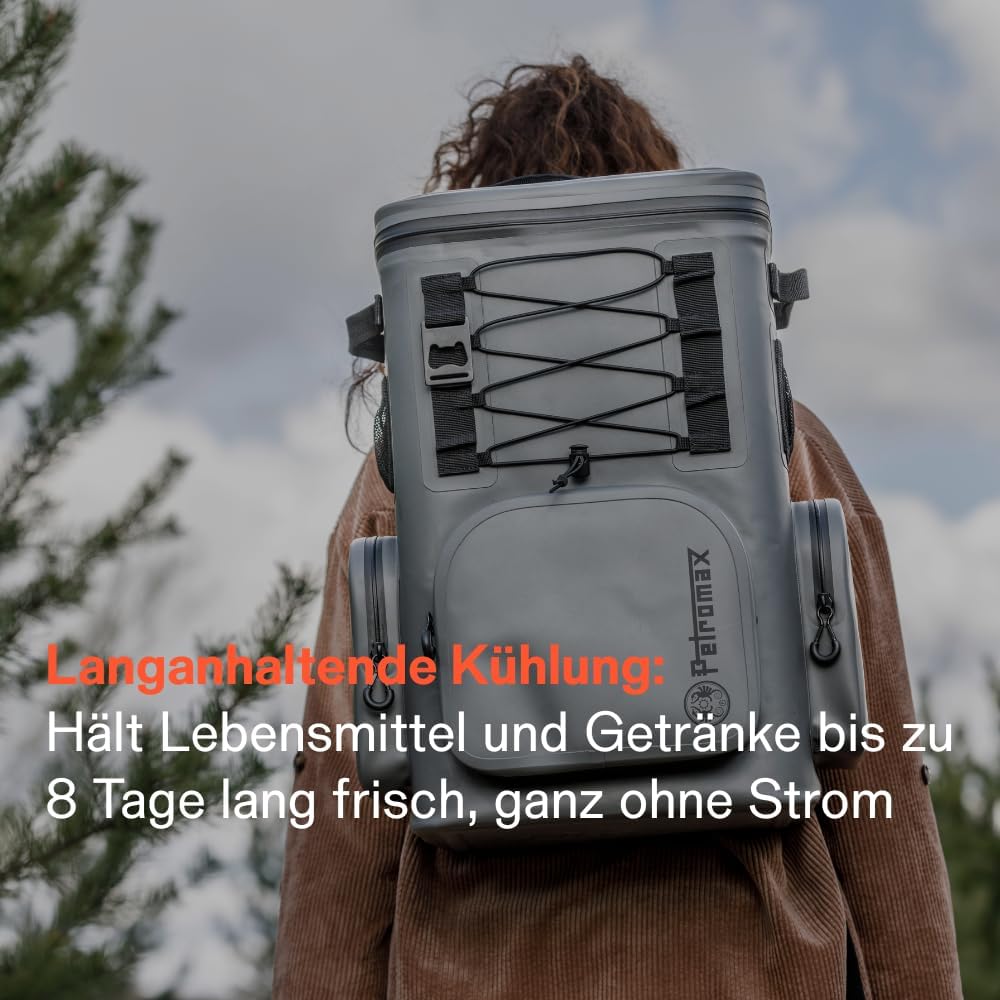 Petromax Kühlrucksack | 8 Tage Passive Kühlung ohne Strom (192 Stunden) | Rückenpolsterung | stabil