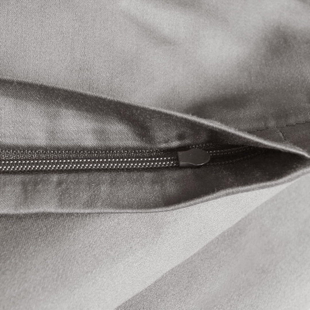 Beddress - Luxus-Satin-Bettwäsche, Uni Graphit, 200x200 + 2x80x80 cm, 100% gekämmte Baumwolle, OekoT
