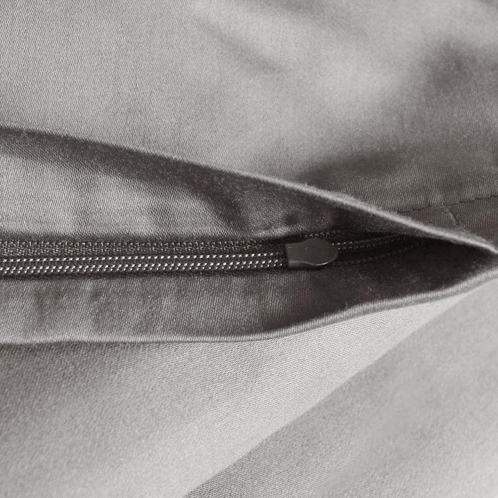 Beddress - Luxus-Satin-Bettwäsche, Uni Graphit, 200x200 + 2x80x80 cm, 100% gekämmte Baumwolle, OekoT