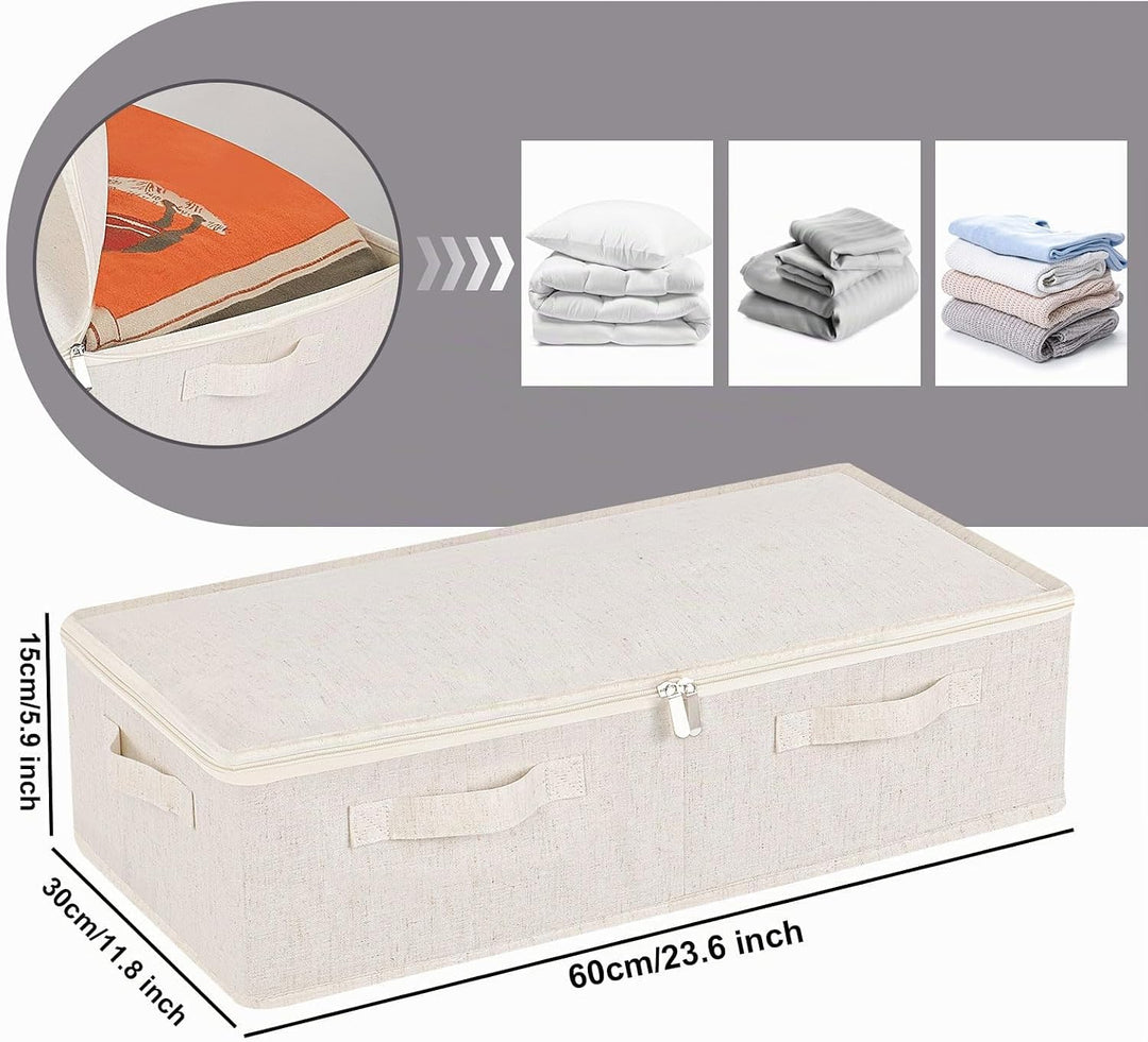 Unterbett Aufbewahrungsbox, Faltbare Tasche für Bettlaken mit Deckel, Unterbettbox Organizer mit Rei