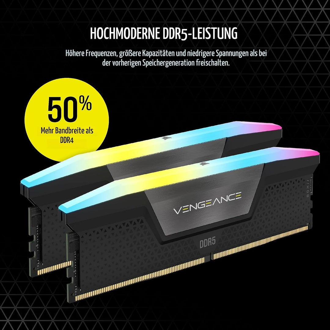 CORSAIR Vengeance RGB DDR5 RAM 96GB (2x48GB) 5200MHz CL38 Intel XMP 3.0 Desktop-Arbeitsspeicher – Sc