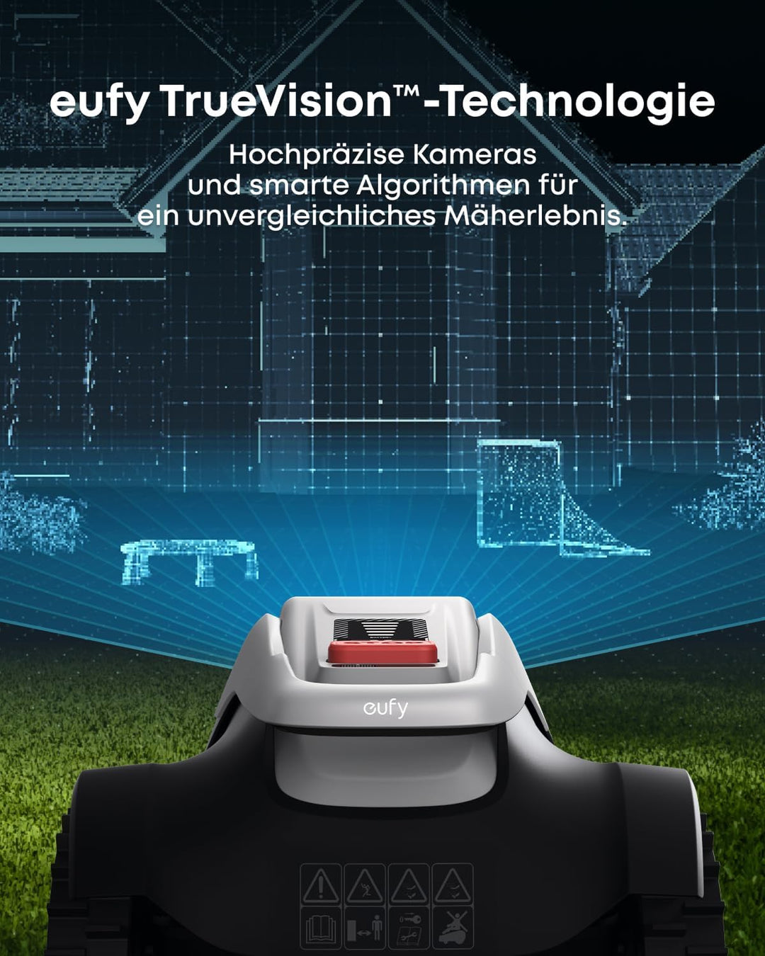 eufy E15 Mähroboter ohne Begrenzungskabel, Keine Signalausfälle, Kein RTK, TrueVision Technologie, S