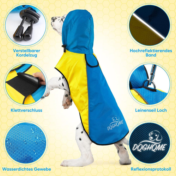 Regenjacke Hund DQGHQME Hunderegenmantel, Regenmantel Hund Wasserdicht, Einstellbare Regencape Hund,