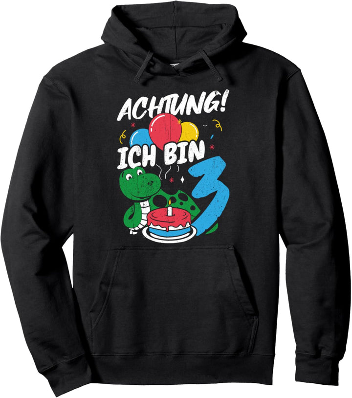 Achtung Ich bin 3 Kindergeburtstags Geschenk Dino Pullover Hoodie