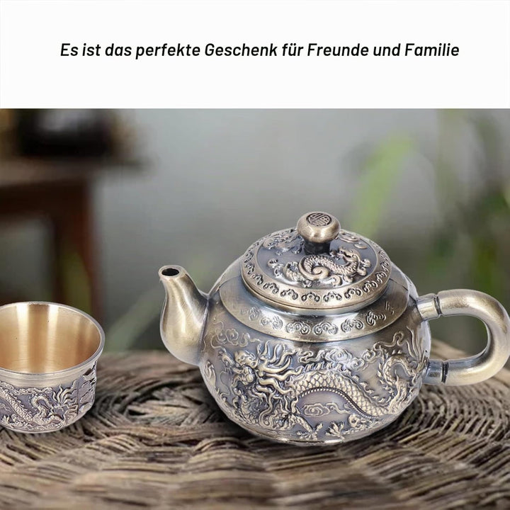Vintage Coffee Pot Set, Metall Tee Set mit 4 Tassen und Tabletthilfemuster Marokkanischer Teekannens