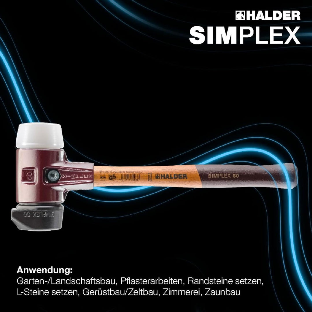 SIMPLEX-Schonhammer, Gummikomposition, mit Standfuss/Superplastik; mit Tempergussgehäuse und hochwer