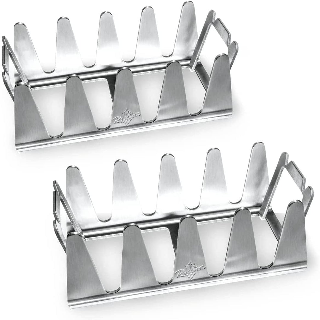 BBQ Rescher Bavarian Rescher 2er Set - Multi Grill Rack Robustes Edelstahl, Idealer Winkel für Fleis