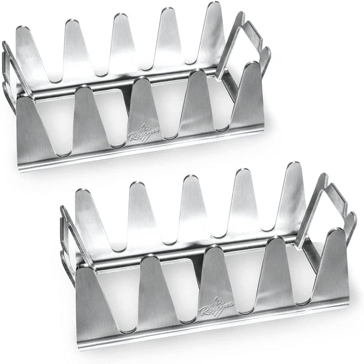 BBQ Rescher Bavarian Rescher 2er Set - Multi Grill Rack Robustes Edelstahl, Idealer Winkel für Fleis