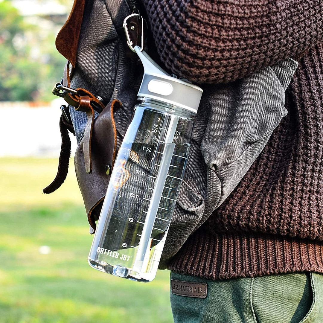 Louis Donné 800ml Transparent Auslaufsicher Trinkflasche Sports Wasserflasche Mit Zeitmarkierungs-Tr