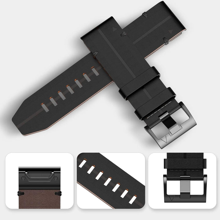 Armband für Garmin Fenix 7X, 26mm Echte Leder Ersatzarmband Quick-Fit Uhrenarmband für Garmin Fenix