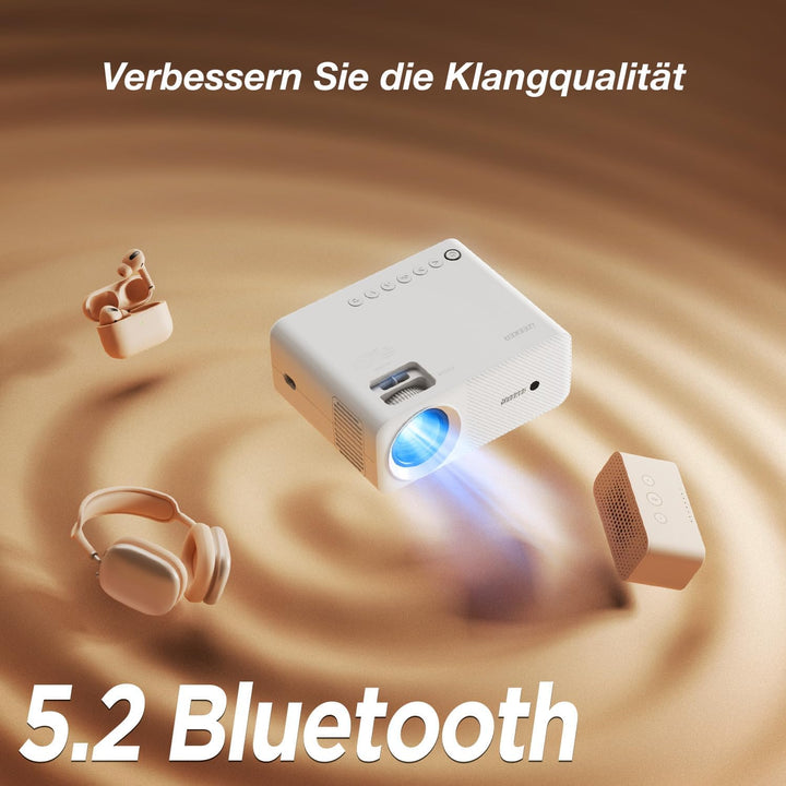 Mini Beamer Bluetooth mit Stativ, VideoBeamer 12000 Lux 1080P, iZEEKER Beamer für Handy Phone, Heimk