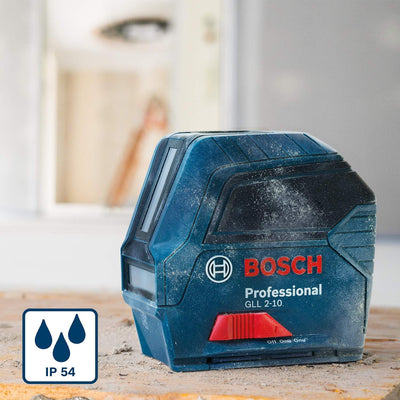 Bosch Professional Linienlaser GLL 2-10 (roter Laser, Arbeitsbereich: bis 10 m, 3x AA-Batterie, Tasc
