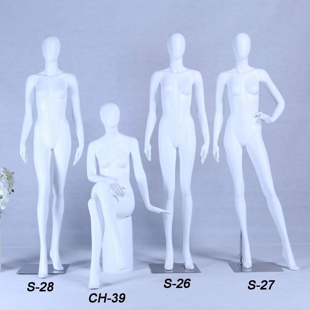 CH+39 sitzend Frau Schaufensterpuppe weiss matt lackiert hochwertig Egghead mit Metallplatte Frau We