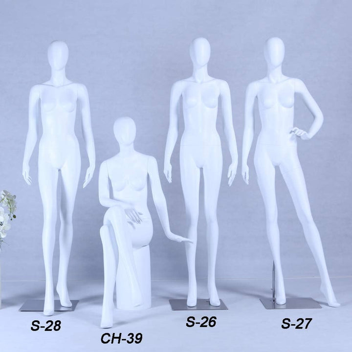 Schaufensterpuppe S+26 Frau weiss matt lackiert hochwertig Egghead mit Metallplatte Frau Weiblich Ne