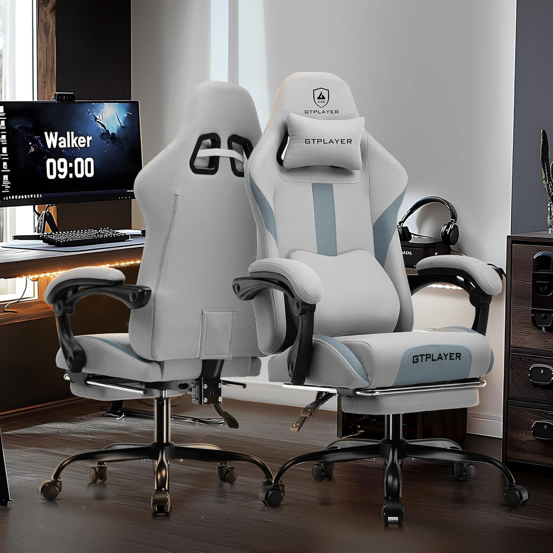 GTPLAYER Gaming Stuhl, Gamer Stuhl, Atmungsaktiver Bürostuhl aus Hochwertigem Stoff, Ergonomischer P