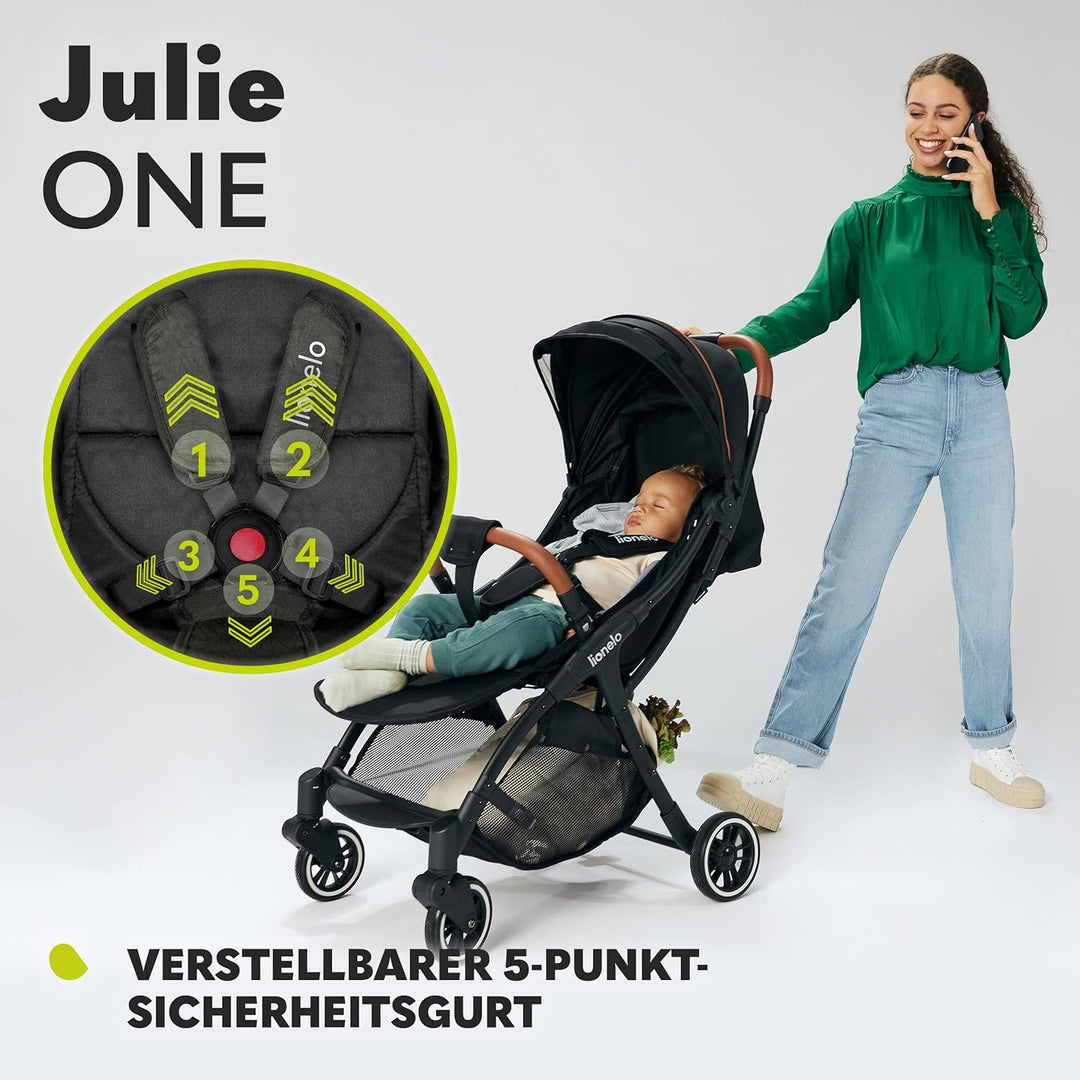 LIONELO Julie One Buggy Kinderwagen bis 22 kg, verstellbare Rückenlehne und Fussstütze, Moskitonetz,