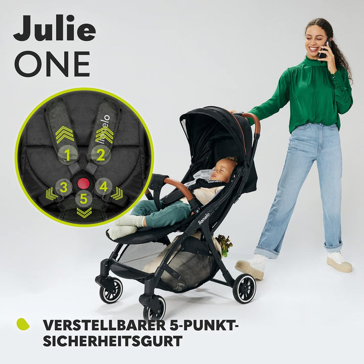 LIONELO Julie One Buggy Kinderwagen bis 22 kg, verstellbare Rückenlehne und Fussstütze, Moskitonetz,