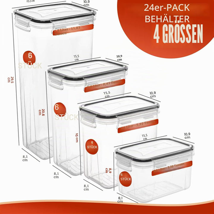 Skroam Vorratsdosen Set of 24, BPA-frei, Müsli Schüttdose &amp; Frischhaltedosen, Luftdichte Küchen Vorr