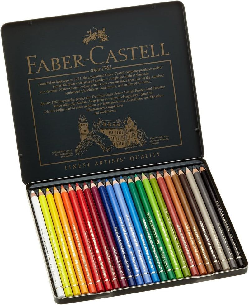 Faber-Castell 110024 - Künstlerfarbstift POLYCHROMOS, 24er Metalletui + hochwertiger A4 Skizzenblock