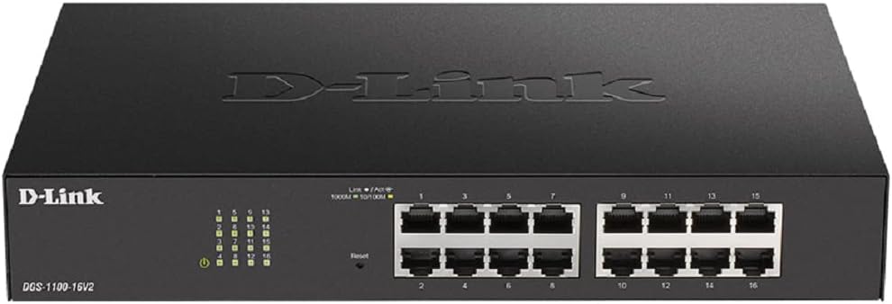 D-Link DGS-1100-16V2/E 16-Port Gigabit Smart Switch (10/100/1000 Mbit/s, einfache Plug & Play-Instal