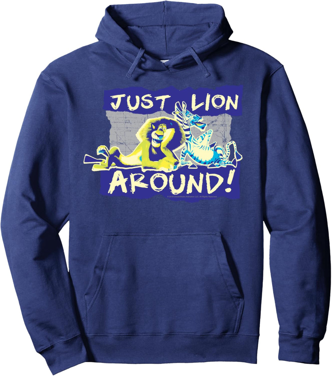Madagascar Alex And Marty Just Lion Around Text Poster Pullover Hoodie