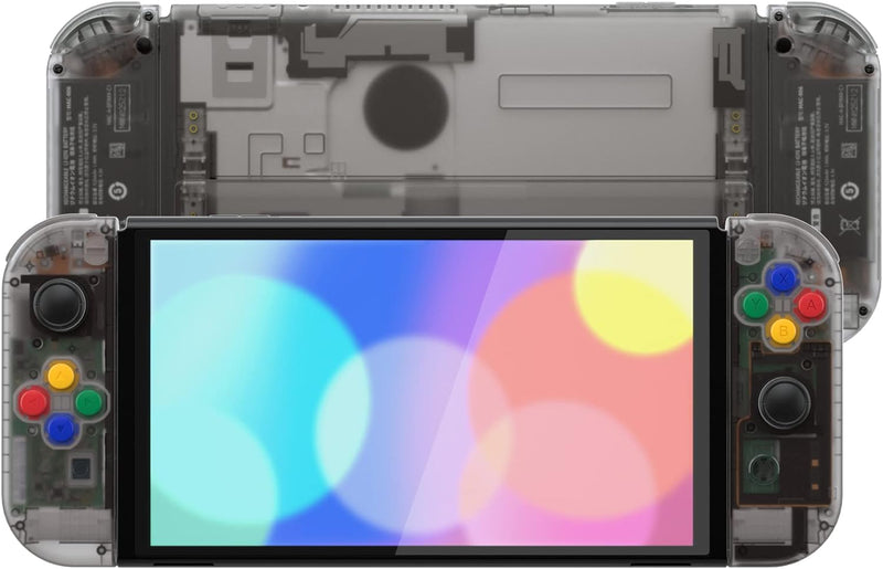 eXtremeRate Full Hülle für Nintendo Switch OLED, DIY-Ersatz Konsole case & Kickstand, NS Joycon Gehä