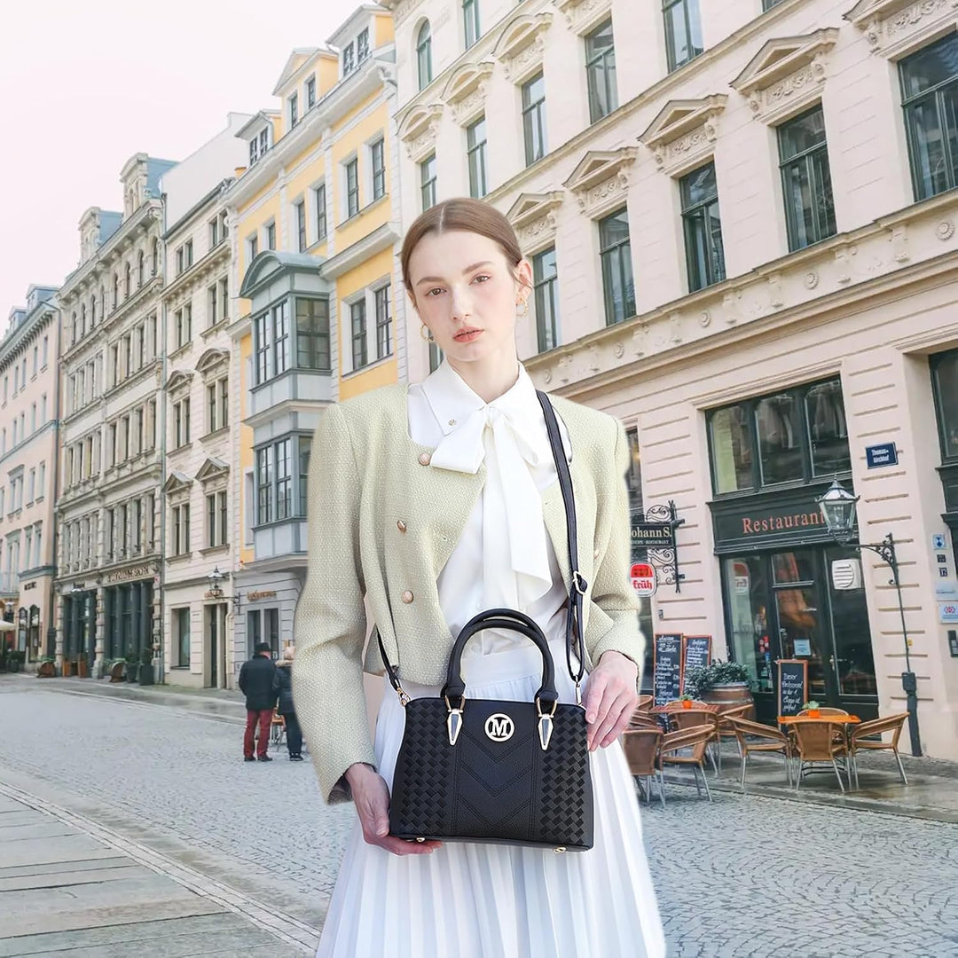 Miss Lulu Handtasche Damen mittelgross klassisch Henkeltasche Schultertasche mit Lychee Muster mehre
